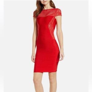 Women's Sentimental NY Red
Embroider Mesh Bodycon Dress Cap
SIv Bandage 5034